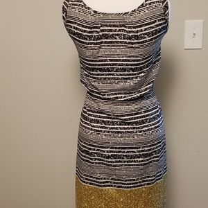 Brown and white with yellow detail dress